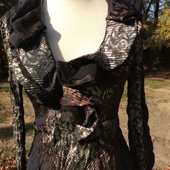 ALBERTO MAKALI metallic ruffle Blouse top 4 small - Picture 6 of 8